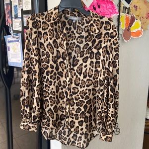 Leopard print long sleeve blouse